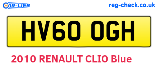 HV60OGH are the vehicle registration plates.