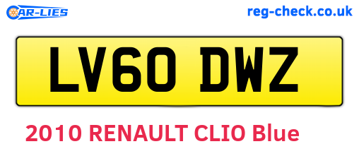LV60DWZ are the vehicle registration plates.