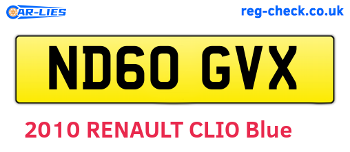 ND60GVX are the vehicle registration plates.