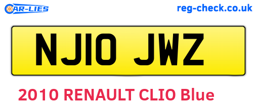 NJ10JWZ are the vehicle registration plates.