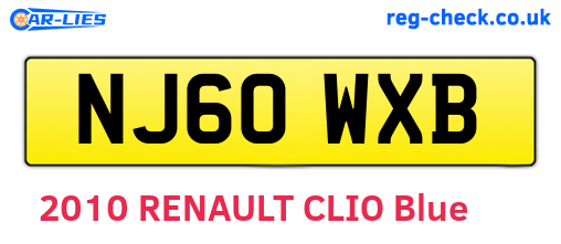 NJ60WXB are the vehicle registration plates.