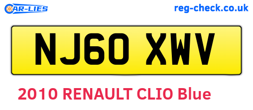 NJ60XWV are the vehicle registration plates.