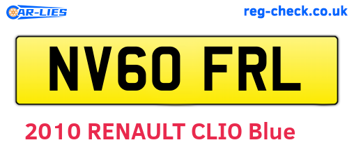 NV60FRL are the vehicle registration plates.