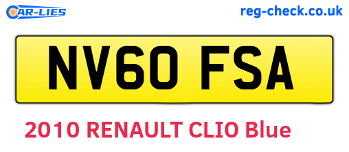 NV60FSA are the vehicle registration plates.