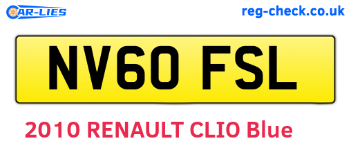 NV60FSL are the vehicle registration plates.