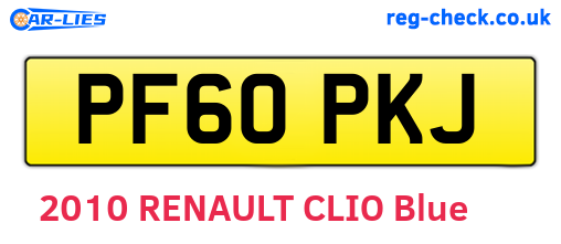 PF60PKJ are the vehicle registration plates.
