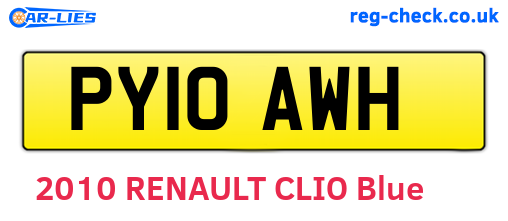 PY10AWH are the vehicle registration plates.