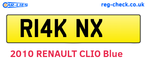 R14KNX are the vehicle registration plates.