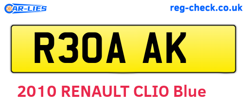 R30AAK are the vehicle registration plates.