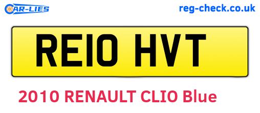 RE10HVT are the vehicle registration plates.