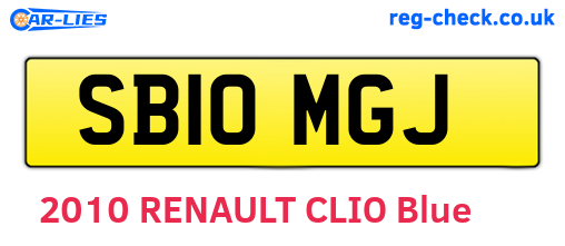 SB10MGJ are the vehicle registration plates.