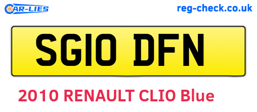 SG10DFN are the vehicle registration plates.