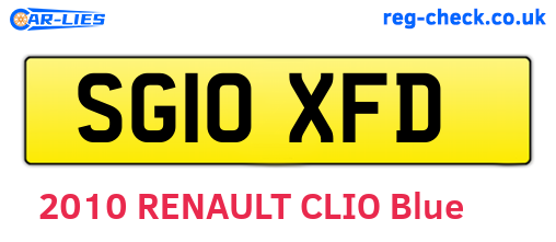SG10XFD are the vehicle registration plates.
