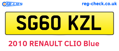 SG60KZL are the vehicle registration plates.