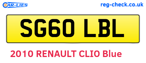 SG60LBL are the vehicle registration plates.