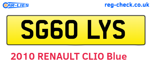 SG60LYS are the vehicle registration plates.
