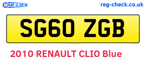 SG60ZGB are the vehicle registration plates.