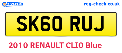 SK60RUJ are the vehicle registration plates.