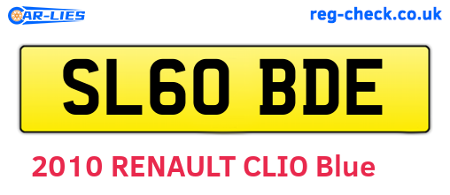 SL60BDE are the vehicle registration plates.