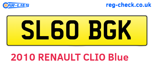 SL60BGK are the vehicle registration plates.