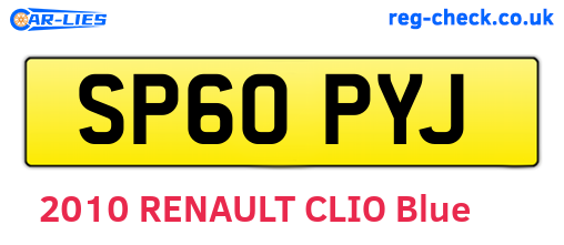 SP60PYJ are the vehicle registration plates.
