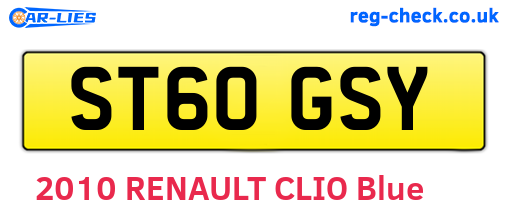 ST60GSY are the vehicle registration plates.