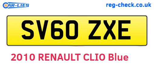 SV60ZXE are the vehicle registration plates.