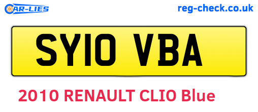 SY10VBA are the vehicle registration plates.