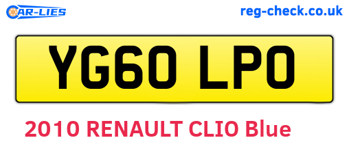 YG60LPO are the vehicle registration plates.