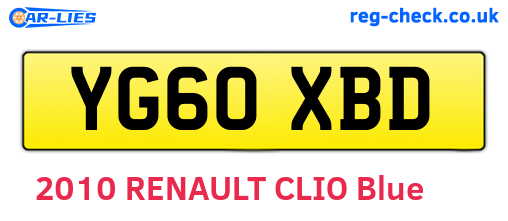YG60XBD are the vehicle registration plates.