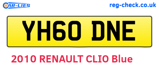 YH60DNE are the vehicle registration plates.