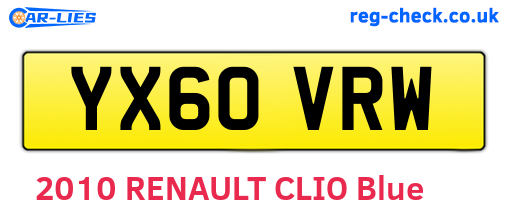 YX60VRW are the vehicle registration plates.