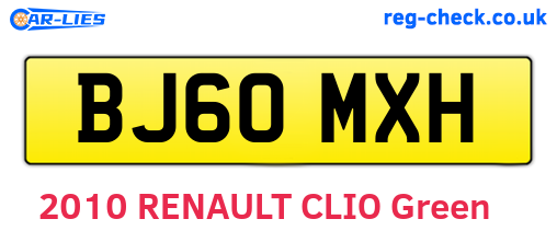 BJ60MXH are the vehicle registration plates.