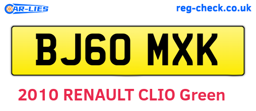 BJ60MXK are the vehicle registration plates.