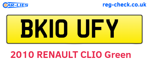 BK10UFY are the vehicle registration plates.