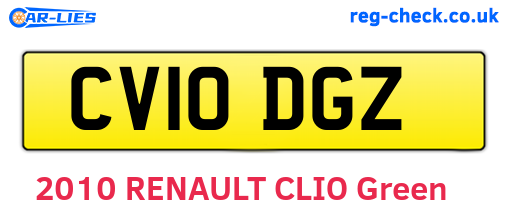 CV10DGZ are the vehicle registration plates.