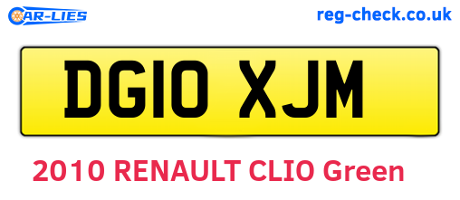 DG10XJM are the vehicle registration plates.