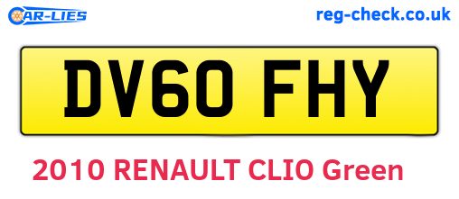 DV60FHY are the vehicle registration plates.