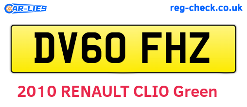 DV60FHZ are the vehicle registration plates.