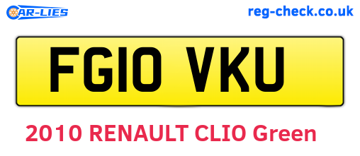 FG10VKU are the vehicle registration plates.