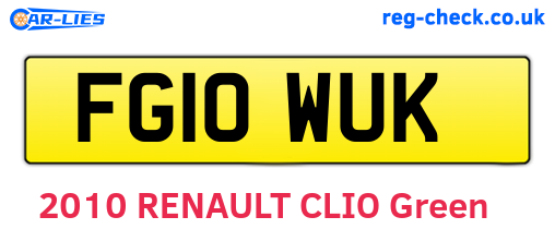 FG10WUK are the vehicle registration plates.
