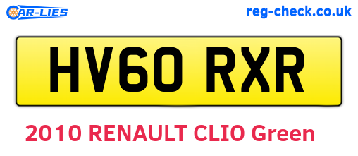 HV60RXR are the vehicle registration plates.