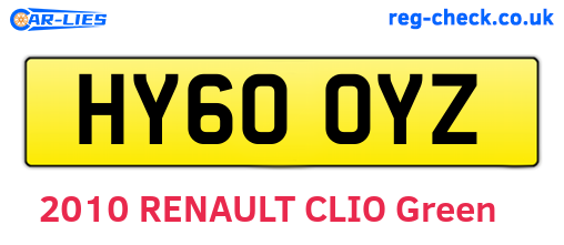 HY60OYZ are the vehicle registration plates.