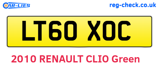 LT60XOC are the vehicle registration plates.