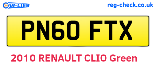 PN60FTX are the vehicle registration plates.