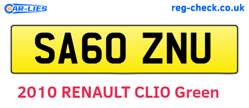 SA60ZNU are the vehicle registration plates.