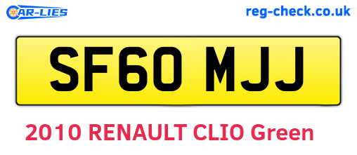 SF60MJJ are the vehicle registration plates.