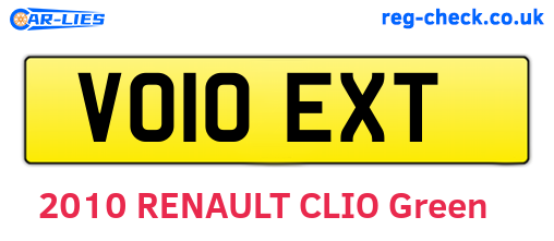 VO10EXT are the vehicle registration plates.