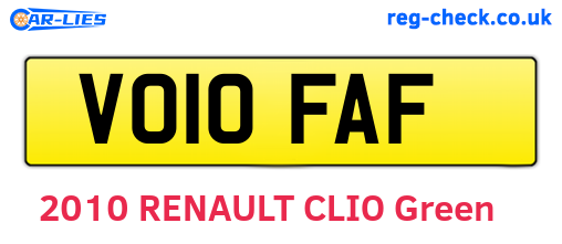 VO10FAF are the vehicle registration plates.