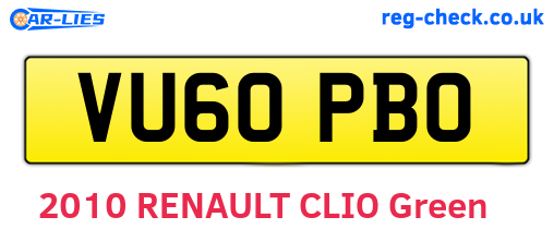 VU60PBO are the vehicle registration plates.